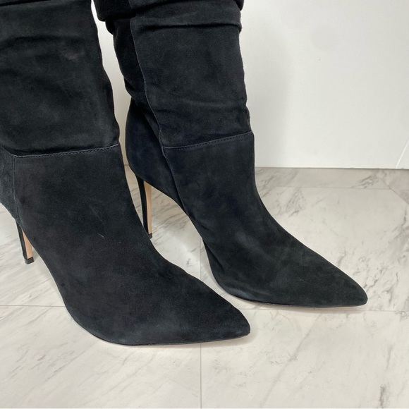 Schutz Ashlee Black Suede Slouch Heeled Boot 11B - Picture 13 of 16